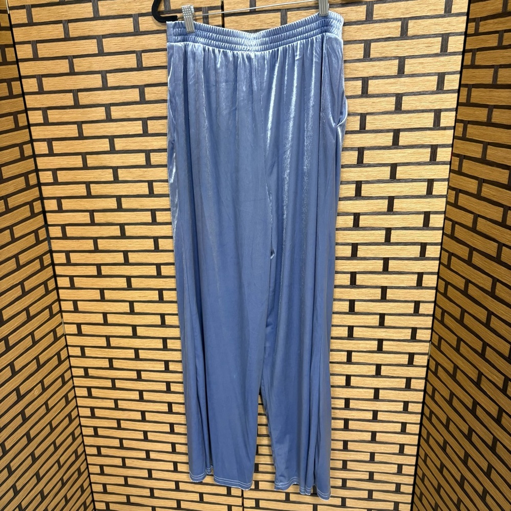 Christian Lacroix Blue Velvet Pull On Pants Size Medium